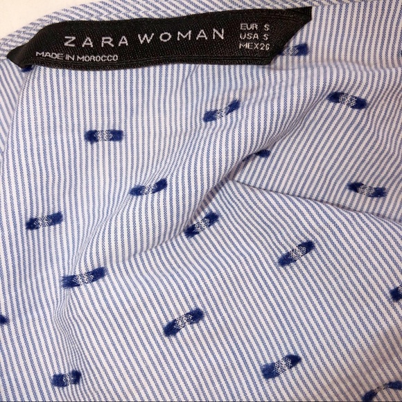 Zara Woman small oversized seersucker blue top - Picture 5 of 6